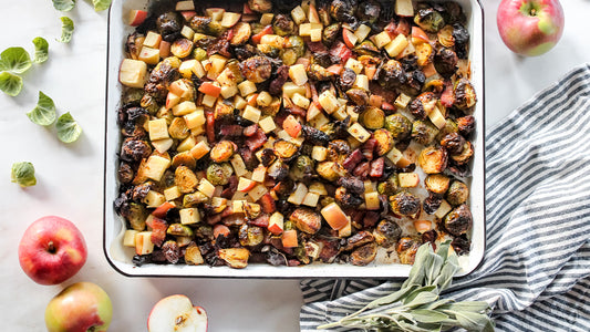 Roasted Apples & Brussels Sprouts with Bacon