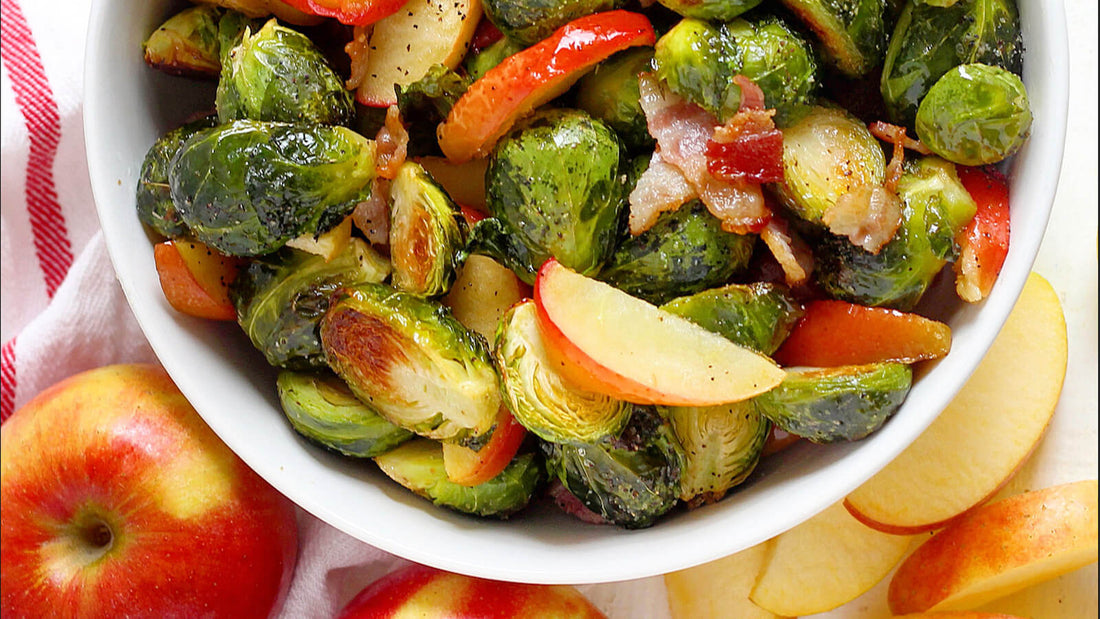 Roasted Brussels Sprouts with Apple & Bacon