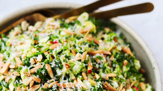 Shredded Brussels Sprouts & Kale Salad with Apples